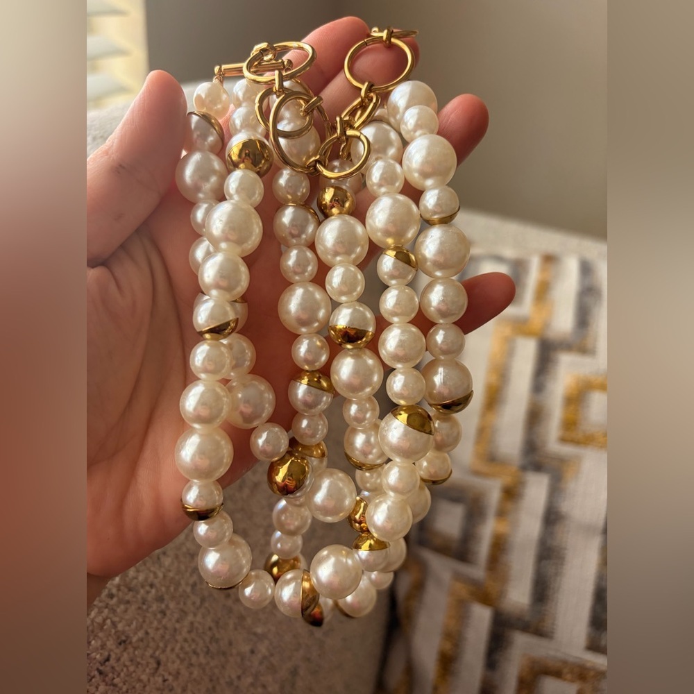 NEW! Classic Gold & Pearl Multi-Strand Necklace - Picture 9 of 12